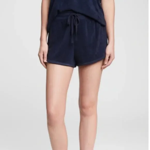 GAP Factory Navy Blue Reverse Terry Pajama Shorts - Picture 3 of 12